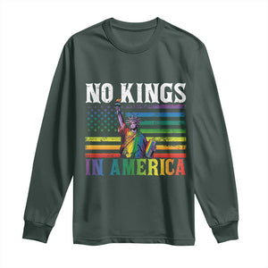 No Kings In America LGBT Pride Long Sleeve Shirt Anti Authoritarian Political TS12 Dark Forest Green Print Your Wear