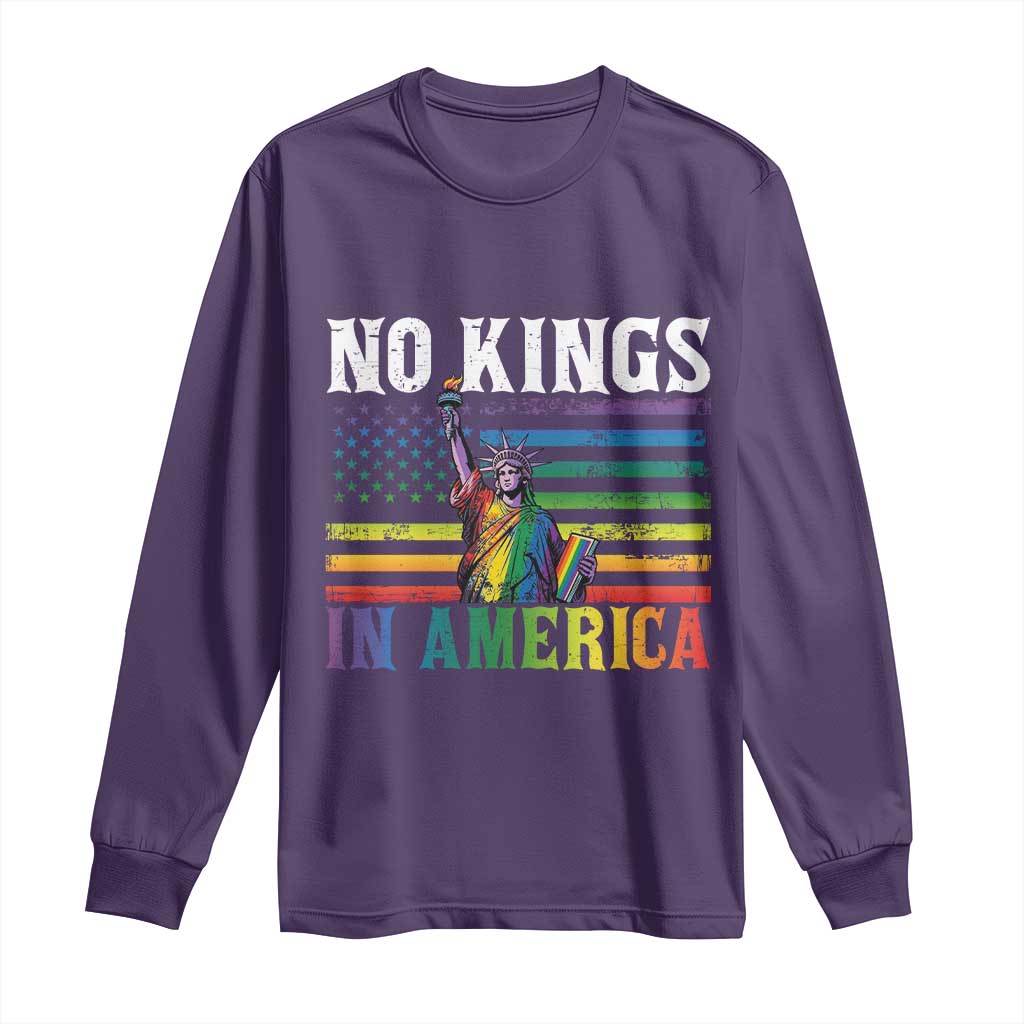 No Kings In America LGBT Pride Long Sleeve Shirt Anti Authoritarian Political TS12 Purple Print Your Wear