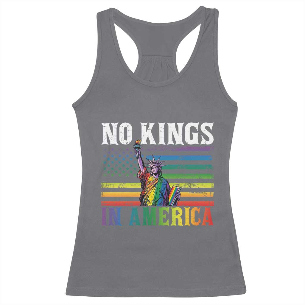 No Kings In America LGBT Pride Racerback Tank Top Anti Authoritarian Political TS12 Charcoal Print Your Wear