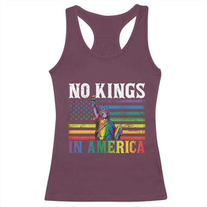 No Kings In America LGBT Pride Racerback Tank Top Anti Authoritarian Political TS12 Maroon Print Your Wear