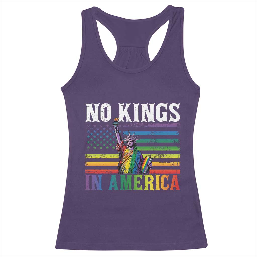 No Kings In America LGBT Pride Racerback Tank Top Anti Authoritarian Political TS12 Purple Print Your Wear