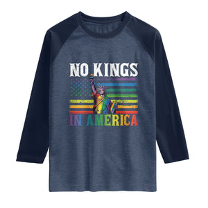 No Kings In America LGBT Pride Raglan Shirt Anti Authoritarian Political