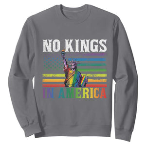 No Kings In America LGBT Pride Sweatshirt Anti Authoritarian Political TS12 Charcoal Print Your Wear
