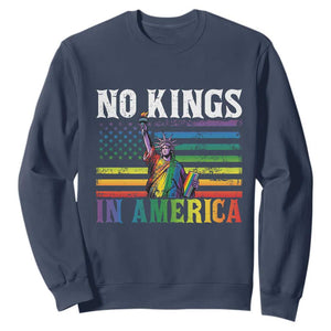 No Kings In America LGBT Pride Sweatshirt Anti Authoritarian Political TS12 Navy Print Your Wear