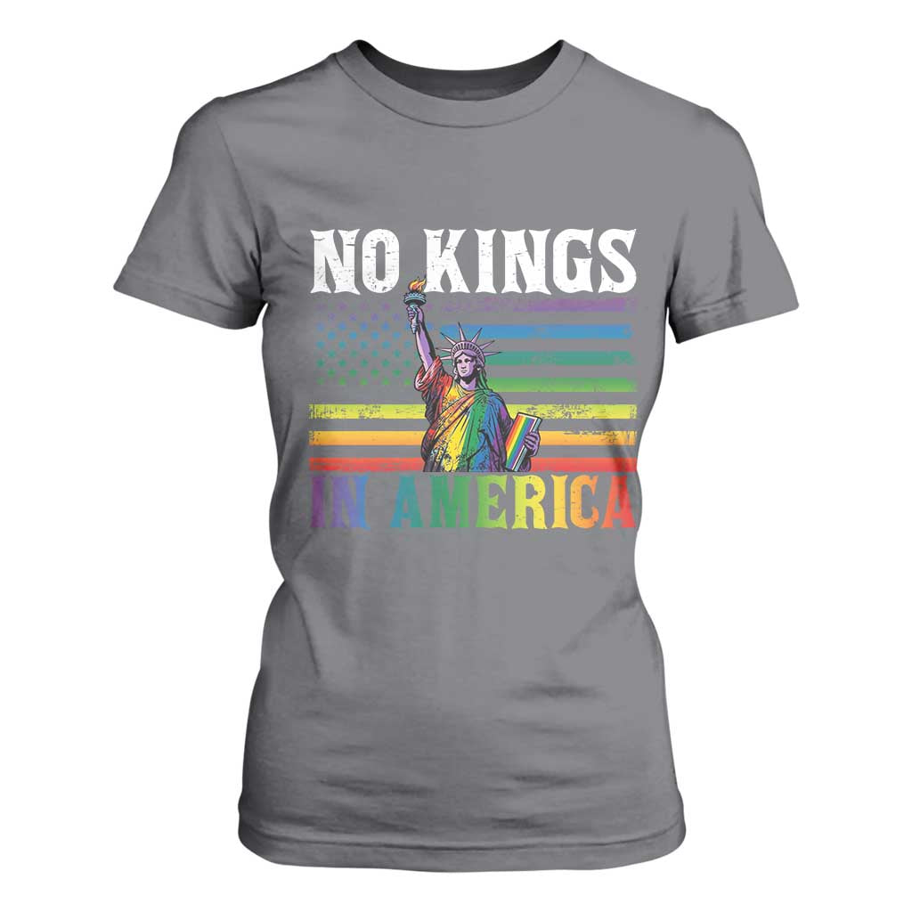 No Kings In America LGBT Pride T Shirt For Women Anti Authoritarian Political TS12 Charcoal Print Your Wear