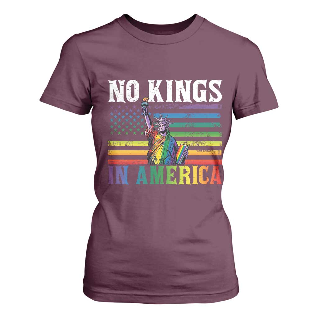 No Kings In America LGBT Pride T Shirt For Women Anti Authoritarian Political TS12 Maroon Print Your Wear