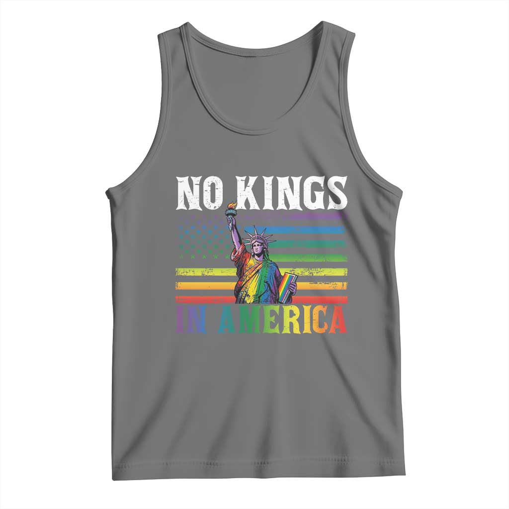 No Kings In America LGBT Pride Tank Top Anti Authoritarian Political TS12 Black Heather Print Your Wear