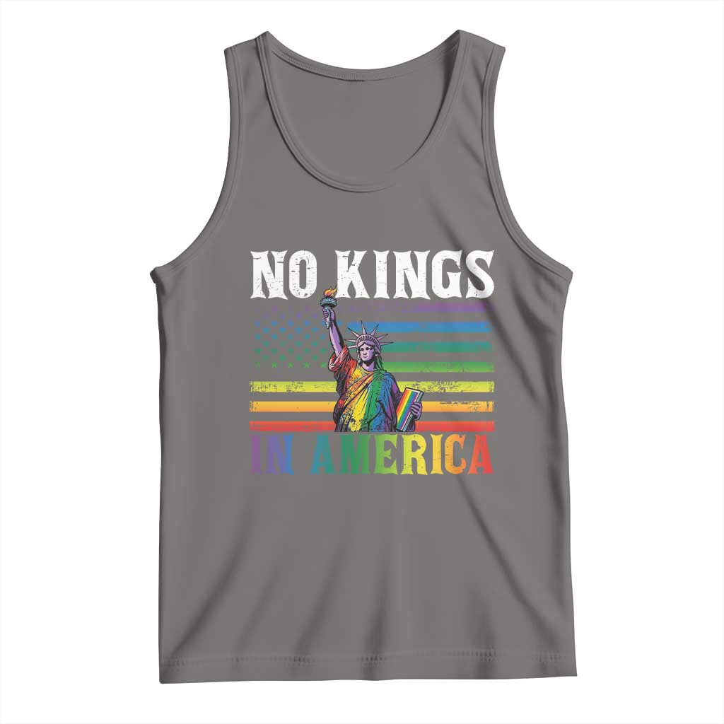 No Kings In America LGBT Pride Tank Top Anti Authoritarian Political TS12 Deep Heather Print Your Wear