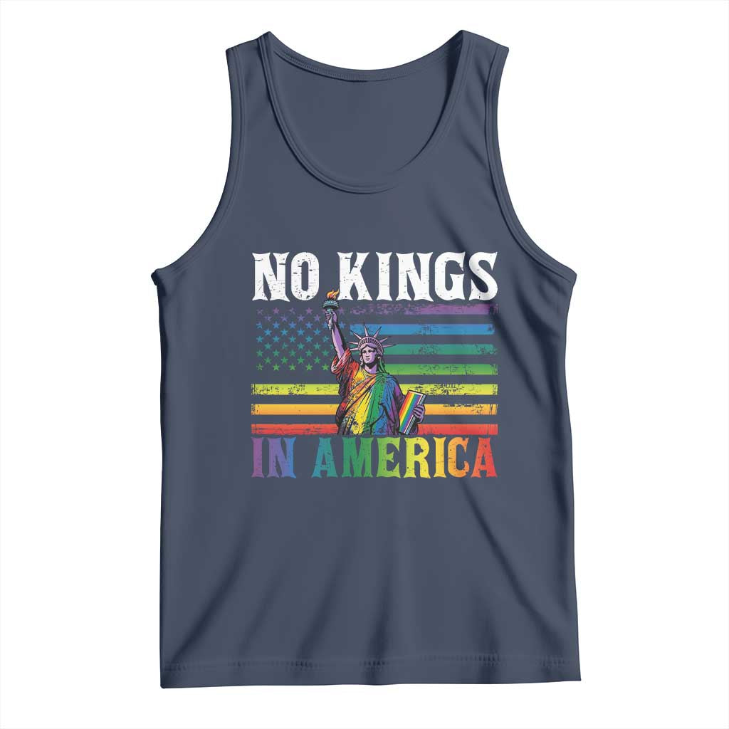 No Kings In America LGBT Pride Tank Top Anti Authoritarian Political TS12 Navy Print Your Wear