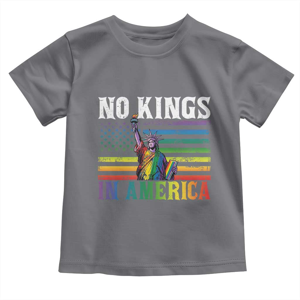 No Kings In America LGBT Pride Toddler T Shirt Anti Authoritarian Political TS12 Charcoal Print Your Wear
