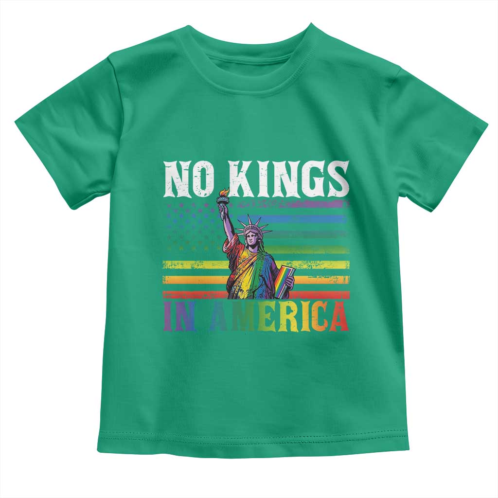 No Kings In America LGBT Pride Toddler T Shirt Anti Authoritarian Political TS12 Irish Green Print Your Wear
