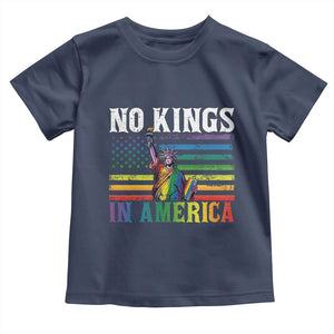 No Kings In America LGBT Pride Toddler T Shirt Anti Authoritarian Political TS12 Navy Print Your Wear