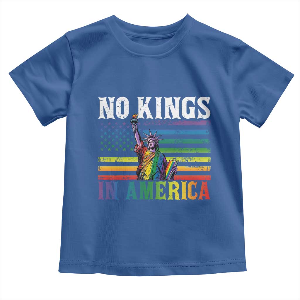 No Kings In America LGBT Pride Toddler T Shirt Anti Authoritarian Political TS12 Royal Blue Print Your Wear