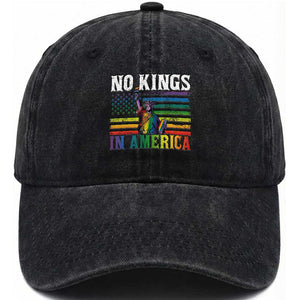 No Kings In America LGBT Pride Washed Cotton Baseball Cap Anti Authoritarian Political