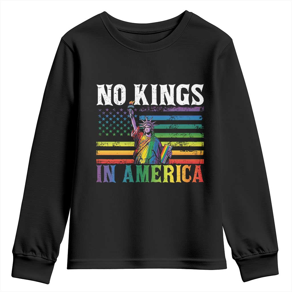 No Kings In America LGBT Pride Youth Sweatshirt Anti Authoritarian Political