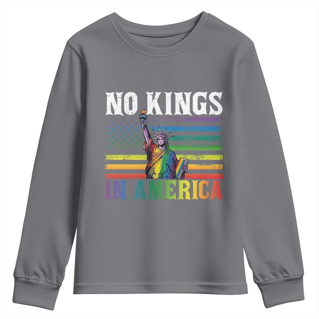 No Kings In America LGBT Pride Youth Sweatshirt Anti Authoritarian Political