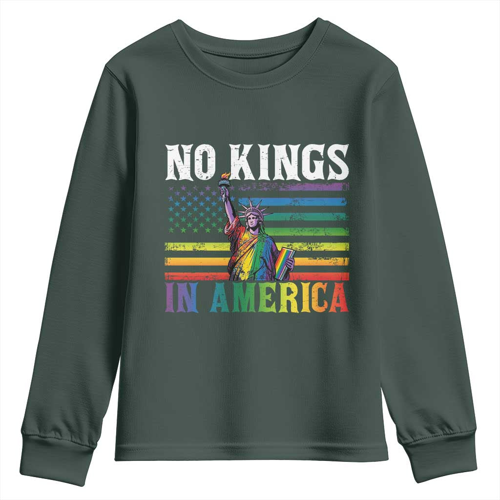 No Kings In America LGBT Pride Youth Sweatshirt Anti Authoritarian Political