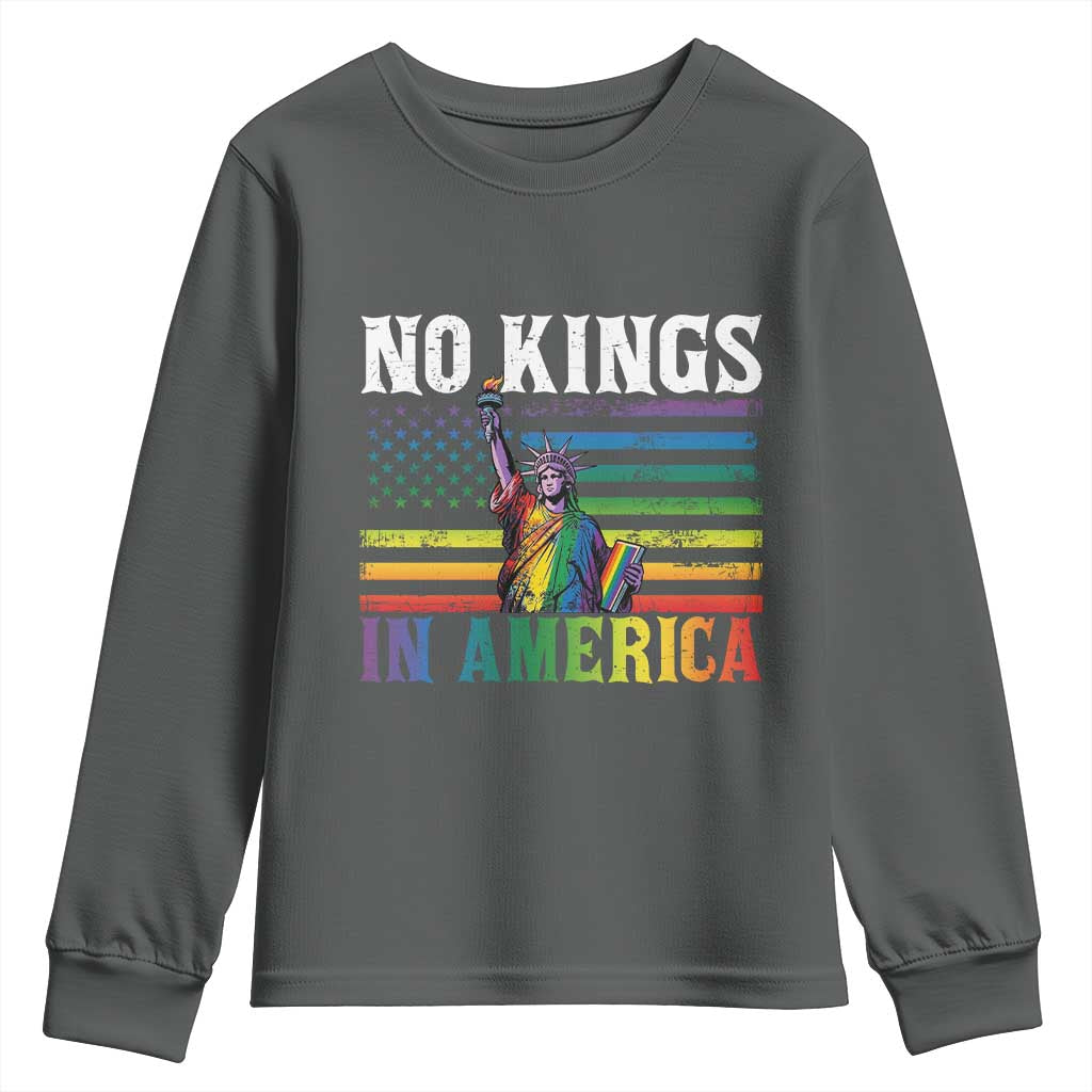 No Kings In America LGBT Pride Youth Sweatshirt Anti Authoritarian Political