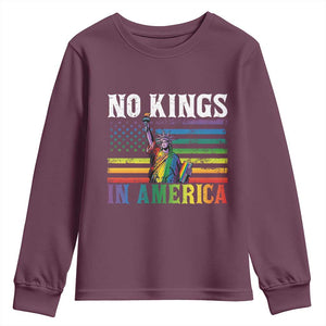No Kings In America LGBT Pride Youth Sweatshirt Anti Authoritarian Political