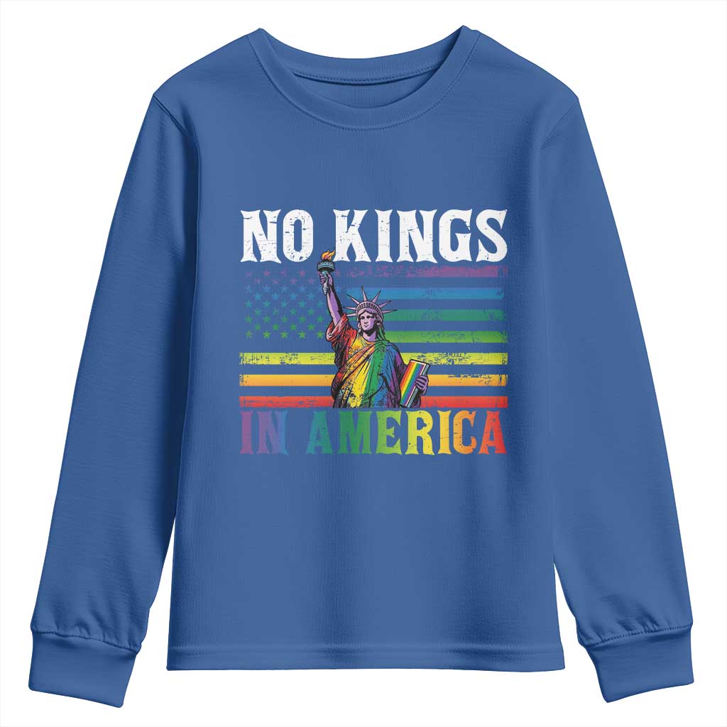 No Kings In America LGBT Pride Youth Sweatshirt Anti Authoritarian Political