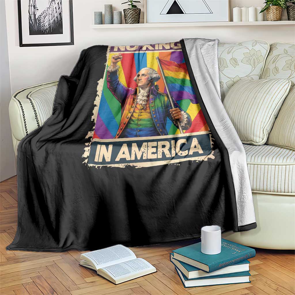 Funny Patriotic LGBT Graphic Throw Blanket No Kings In America