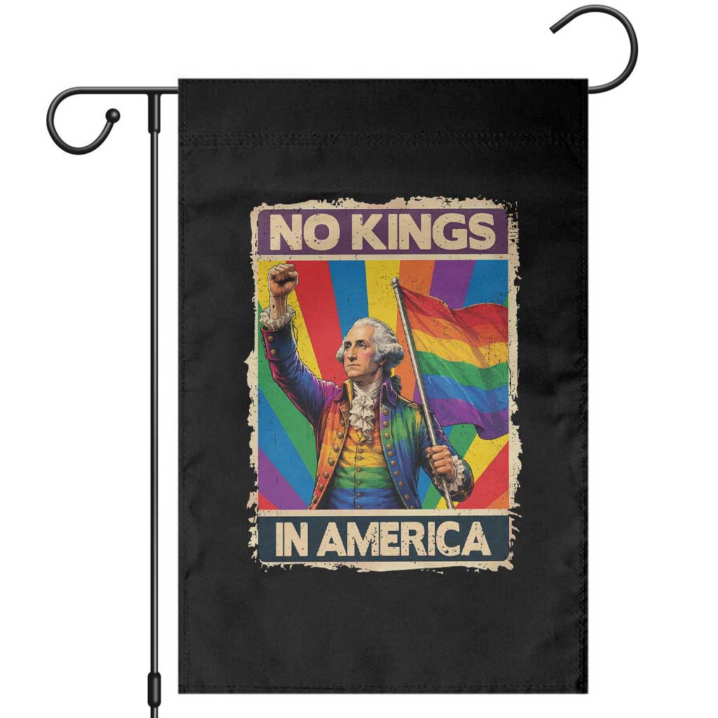 Funny Patriotic LGBT Graphic Garden Flag No Kings In America TS12 Black Print Your Wear