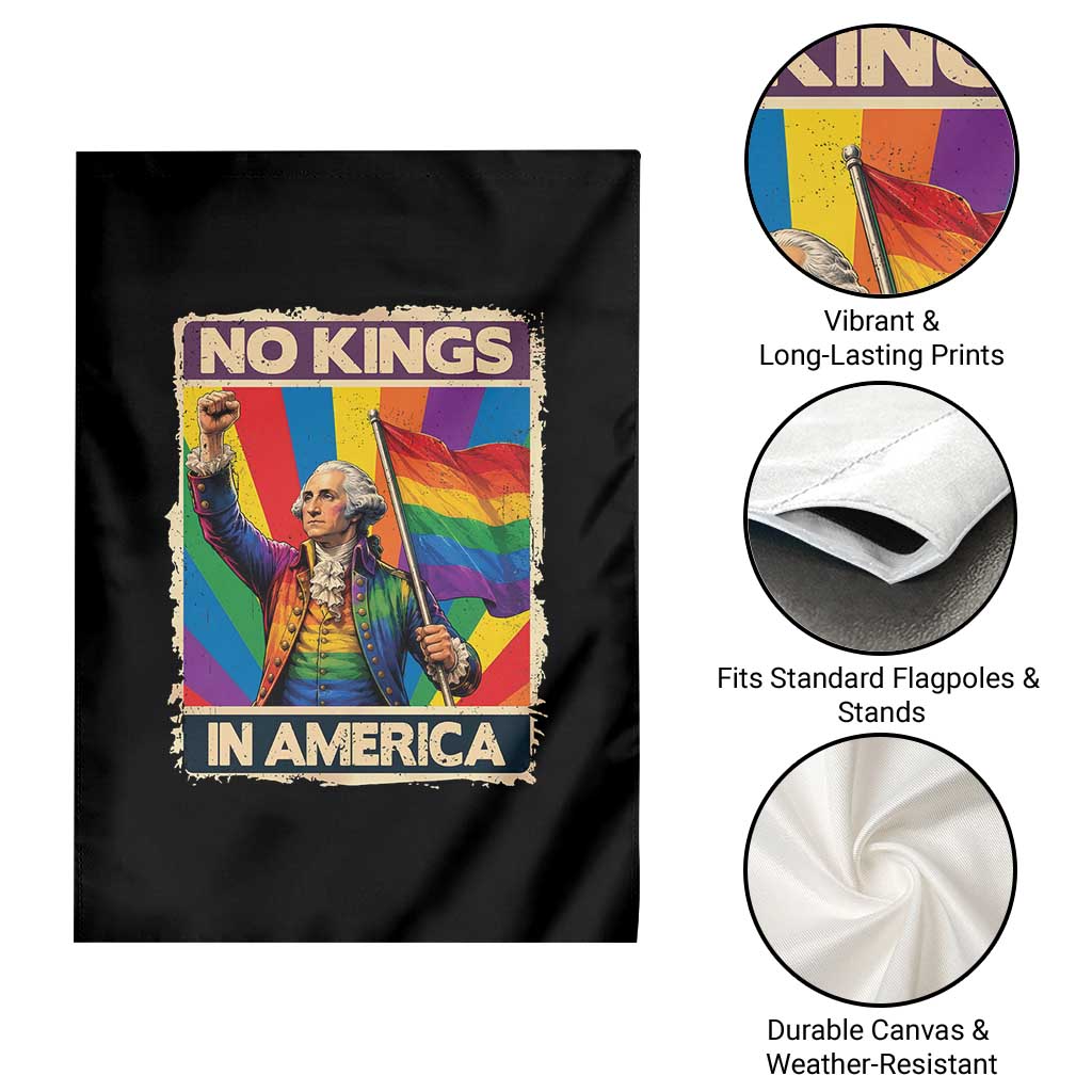 Funny Patriotic LGBT Graphic Garden Flag No Kings In America TS12 Print Your Wear