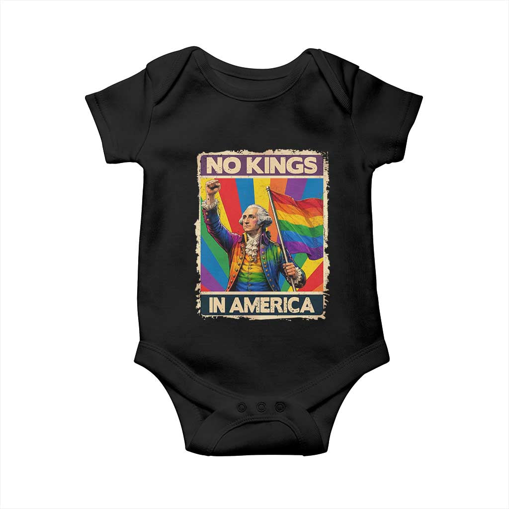 Funny Patriotic LGBT Graphic Baby Onesie No Kings In America