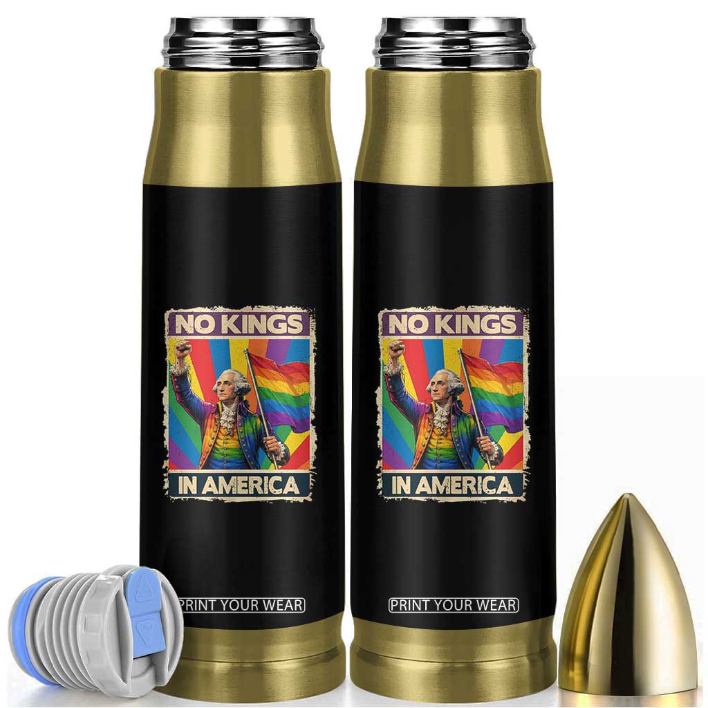 Funny Patriotic LGBT Graphic Bullet Tumbler No Kings In America TS12 Black Print Your Wear