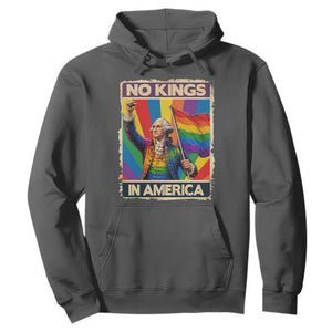 Funny Patriotic LGBT Graphic Hoodie No Kings In America TS12 Dark Heather Print Your Wear