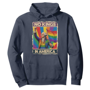 Funny Patriotic LGBT Graphic Hoodie No Kings In America TS12 Navy Print Your Wear