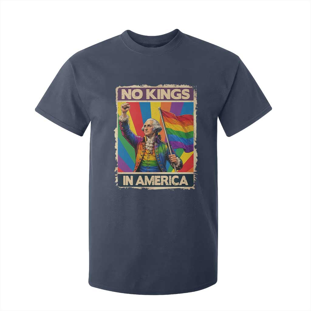 Funny Patriotic LGBT Graphic T Shirt For Kid No Kings In America TS12 Navy Print Your Wear