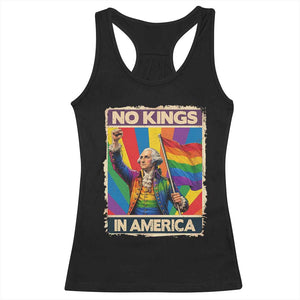 Funny Patriotic LGBT Graphic Racerback Tank Top No Kings In America TS12 Black Print Your Wear