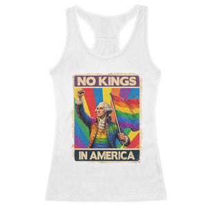 Funny Patriotic LGBT Graphic Racerback Tank Top No Kings In America TS12 White Print Your Wear