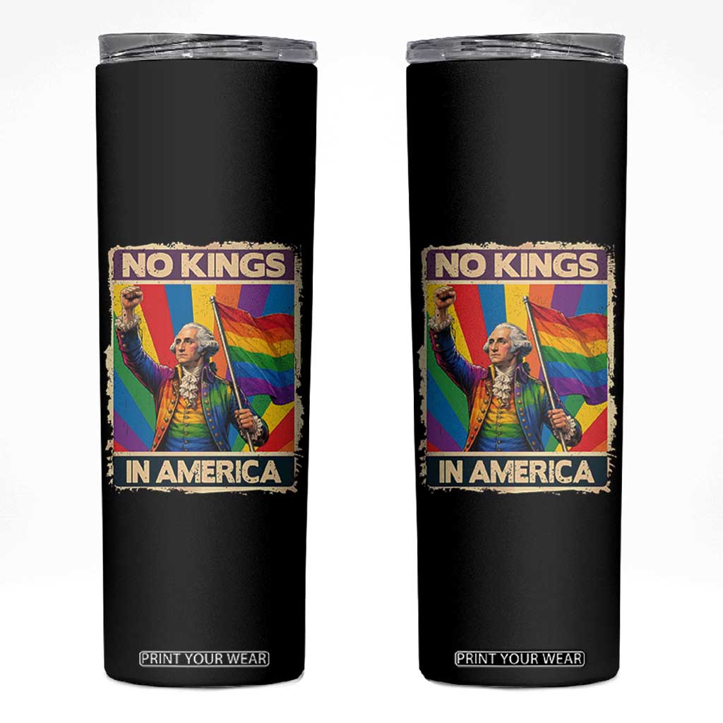 Funny Patriotic LGBT Graphic Skinny Tumbler No Kings In America TS12 Black Print Your Wear