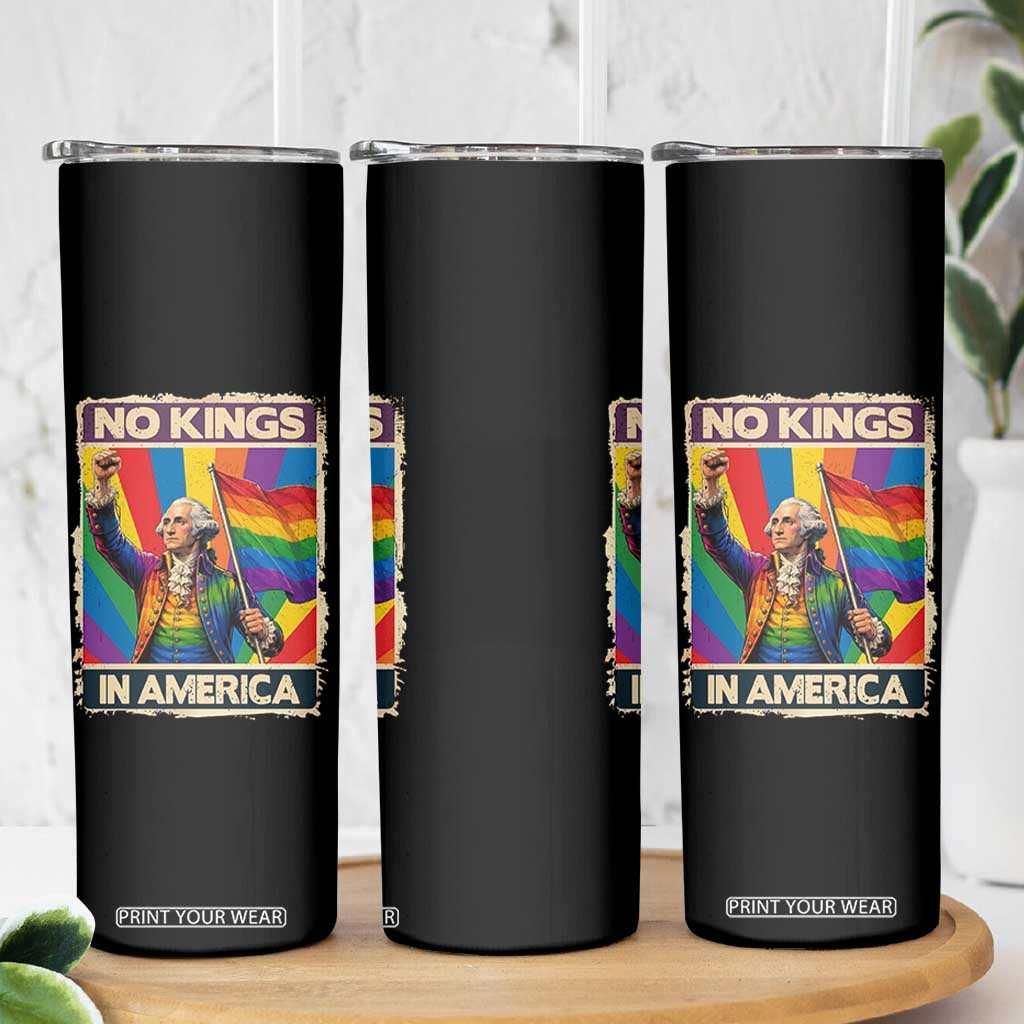 Funny Patriotic LGBT Graphic Skinny Tumbler No Kings In America TS12 Print Your Wear