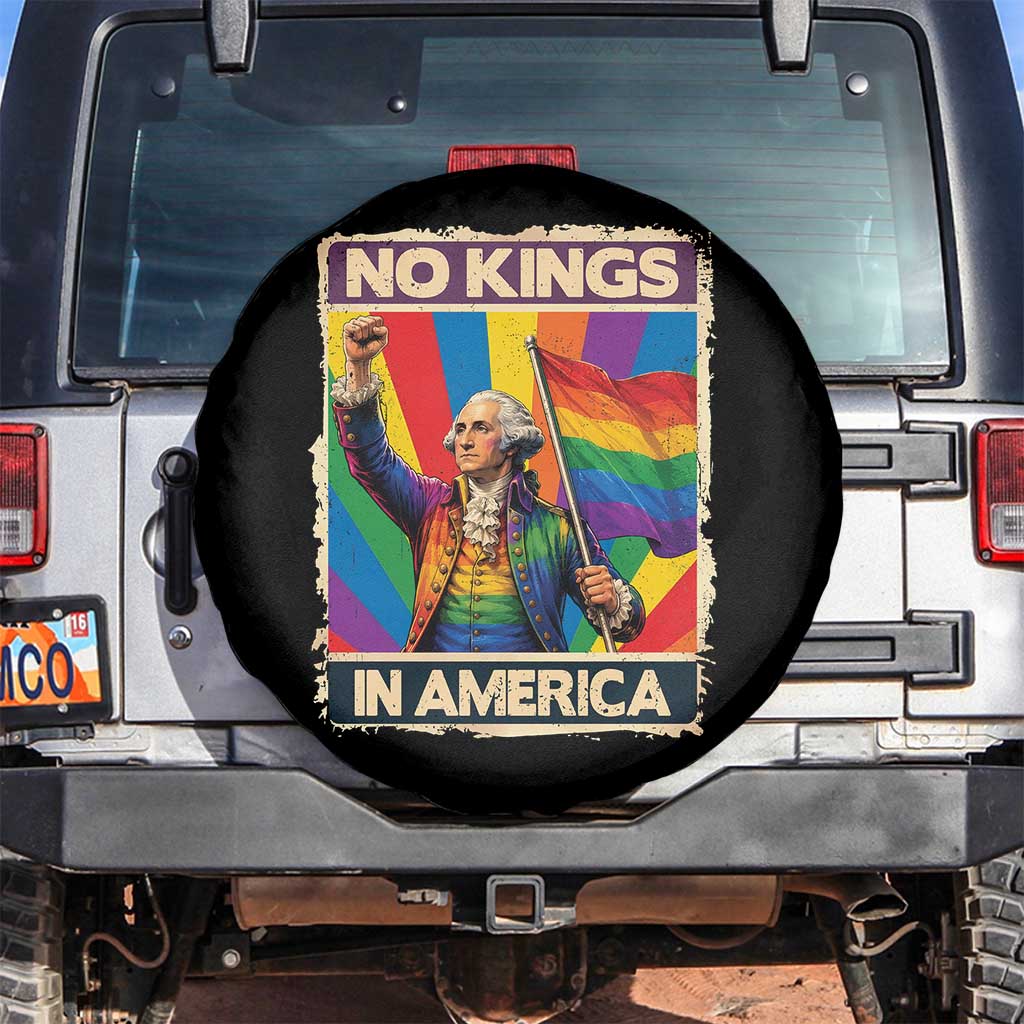 Funny Patriotic LGBT Graphic Spare Tire Cover No Kings In America TS12 No hole Black Print Your Wear