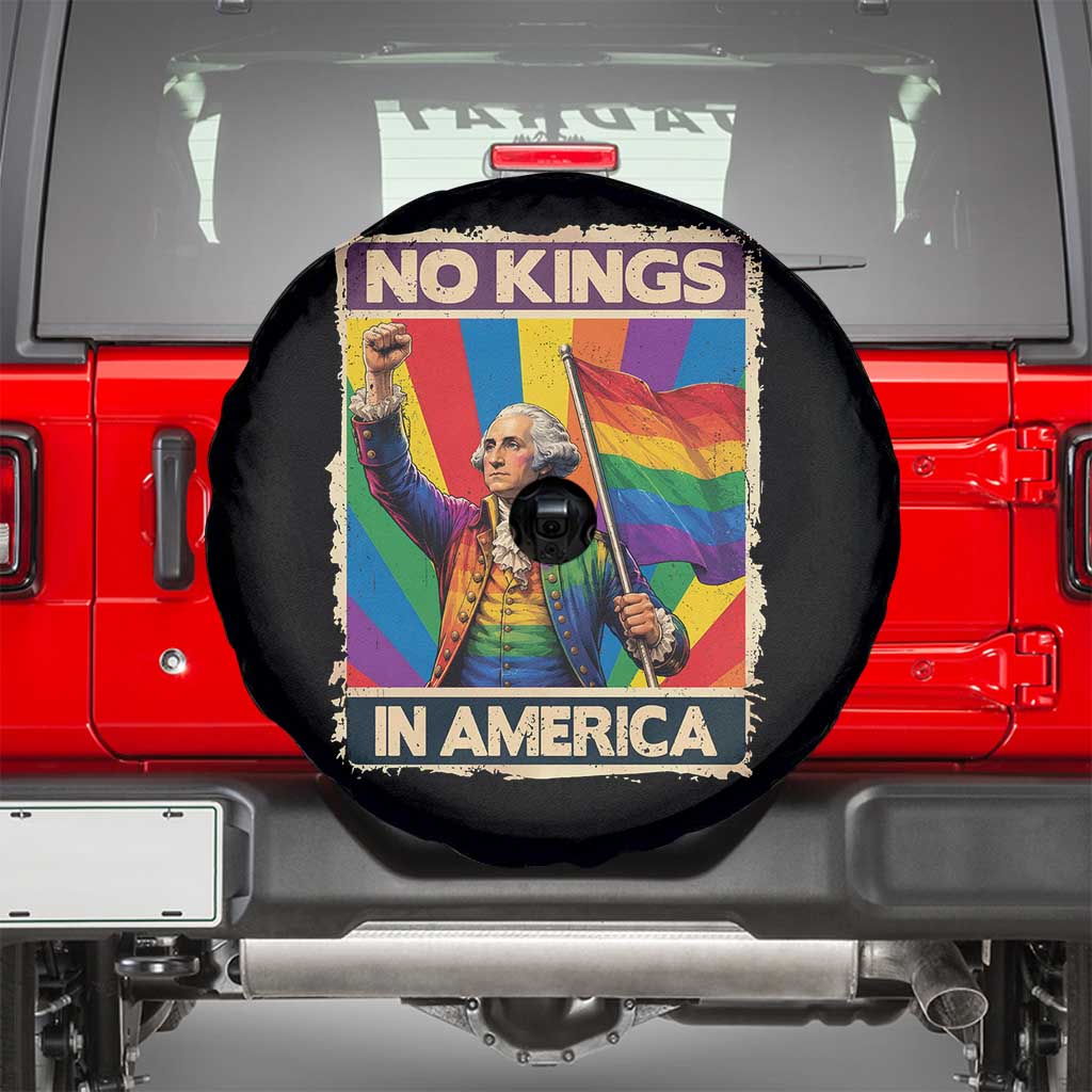Funny Patriotic LGBT Graphic Spare Tire Cover No Kings In America TS12 Black Print Your Wear