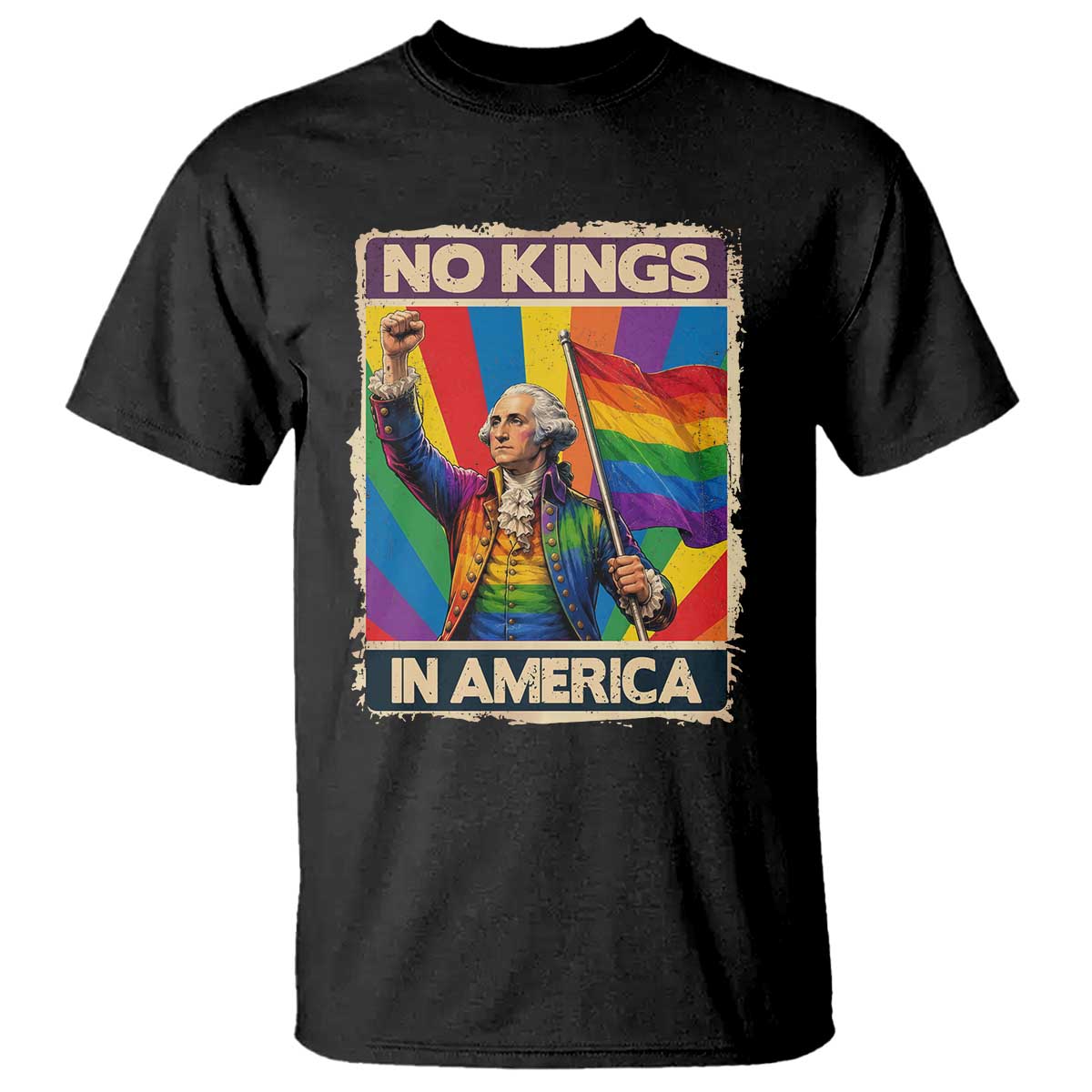 Funny Patriotic LGBT Graphic T Shirt No Kings In America TS12 Black Print Your Wear
