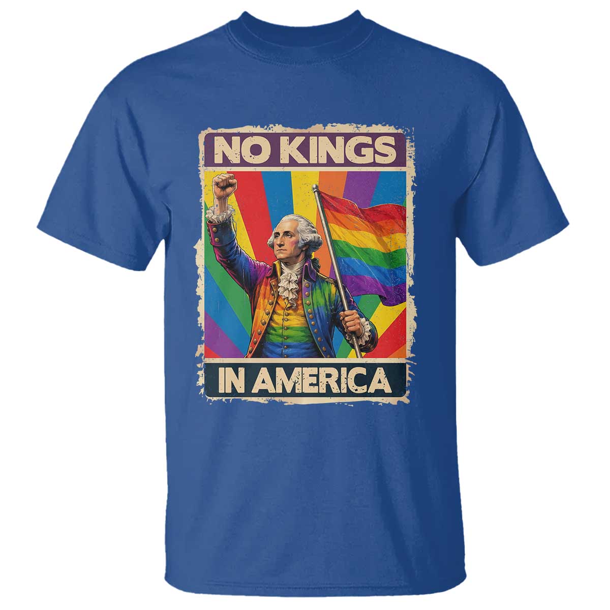 Funny Patriotic LGBT Graphic T Shirt No Kings In America TS12 Royal Blue Print Your Wear