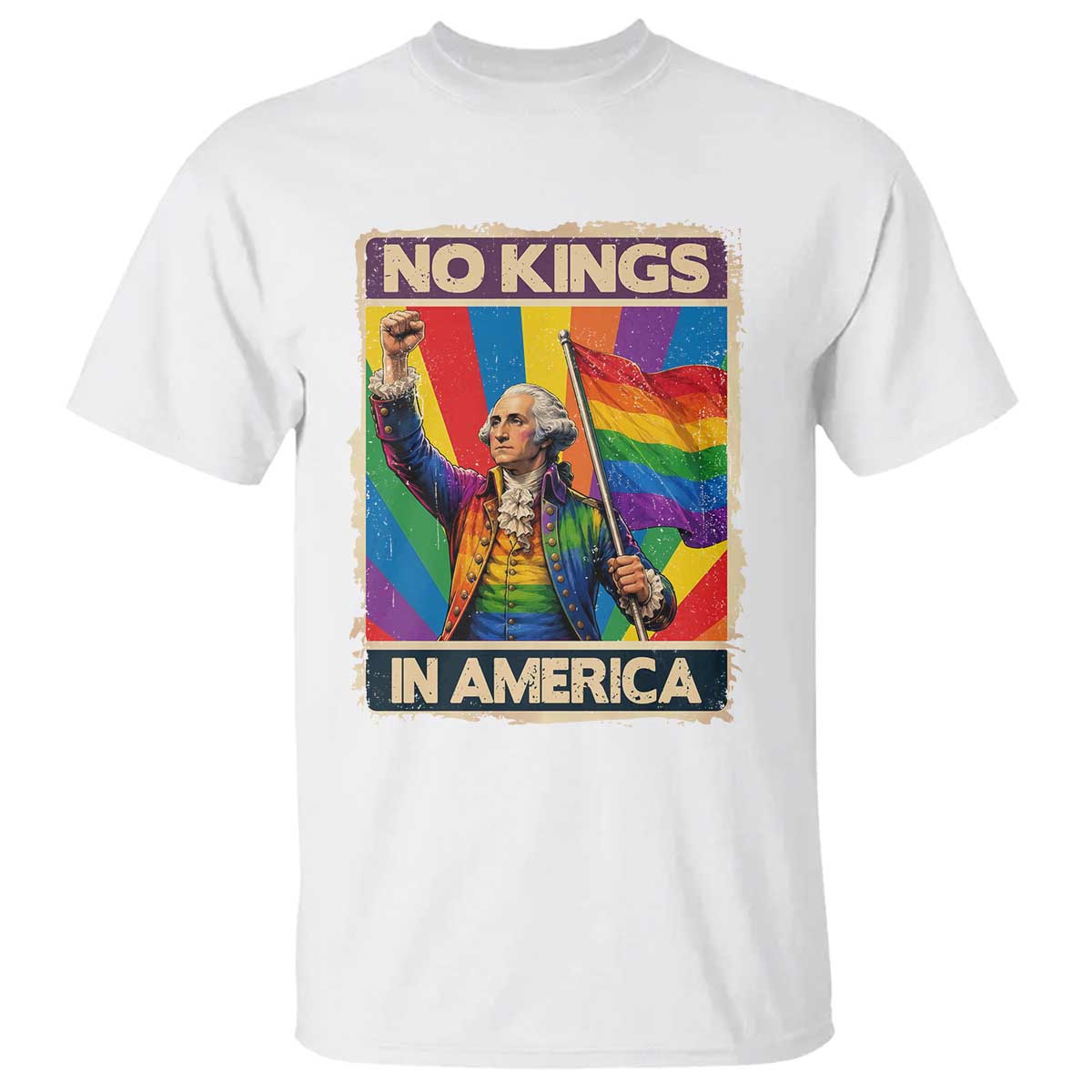 Funny Patriotic LGBT Graphic T Shirt No Kings In America TS12 White Print Your Wear