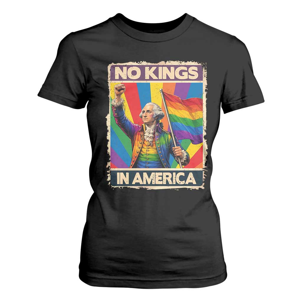 Funny Patriotic LGBT Graphic T Shirt For Women No Kings In America TS12 Black Print Your Wear