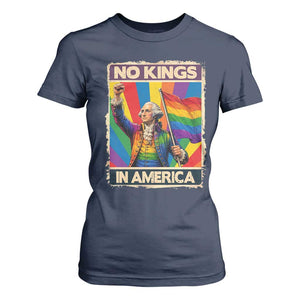 Funny Patriotic LGBT Graphic T Shirt For Women No Kings In America TS12 Navy Print Your Wear