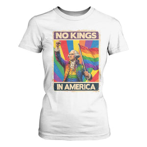 Funny Patriotic LGBT Graphic T Shirt For Women No Kings In America TS12 White Print Your Wear