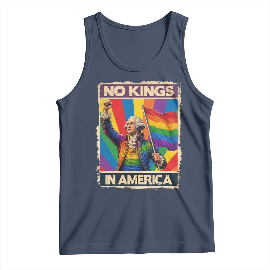 Funny Patriotic LGBT Graphic Tank Top No Kings In America