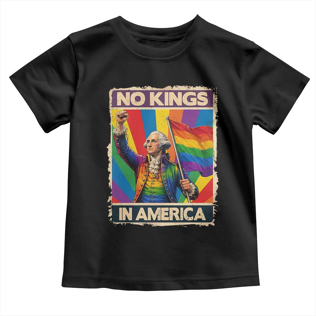 Funny Patriotic LGBT Graphic Toddler T Shirt No Kings In America