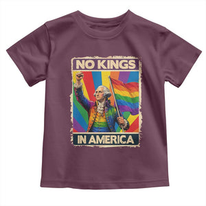 Funny Patriotic LGBT Graphic Toddler T Shirt No Kings In America TS12 Maroon Print Your Wear