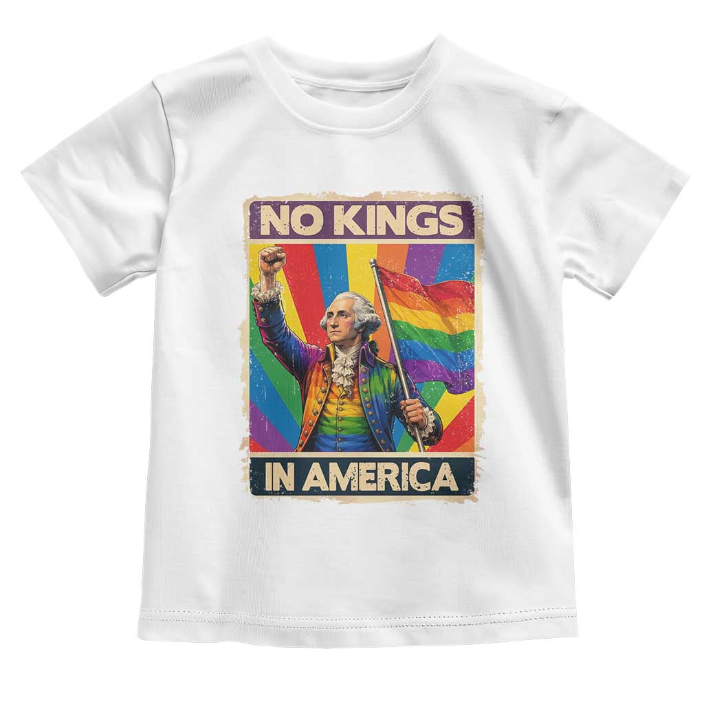 Funny Patriotic LGBT Graphic Toddler T Shirt No Kings In America TS12 White Print Your Wear