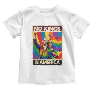 Funny Patriotic LGBT Graphic Toddler T Shirt No Kings In America TS12 White Print Your Wear