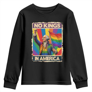 Funny Patriotic LGBT Graphic Youth Sweatshirt No Kings In America TS12 Black Print Your Wear